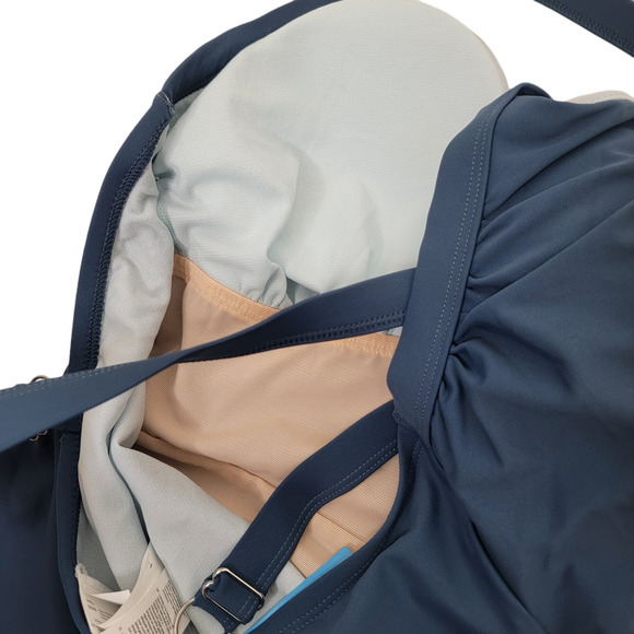 NWT Cupshe Blue Ruched Swimsuit One Piece Tummy Control Criss Cross Back 0X - Picture 5 of 10